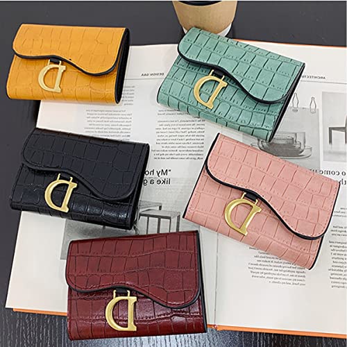 Vnewoka Women Short Wallet Small Fashion Luxury Brand Leather Purse Ladies Card Bag For Women Clutch Female Purse Money Clip Wallet (Wallet, Black)