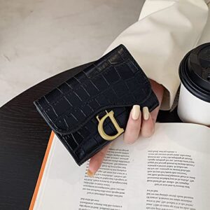 Vnewoka Women Short Wallet Small Fashion Luxury Brand Leather Purse Ladies Card Bag For Women Clutch Female Purse Money Clip Wallet (Wallet, Black)