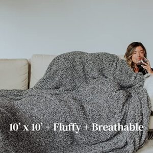 Big Blanket Co® Premier Plush™ Black Heather | Ultra-Plush Fluffy Blanket | 100 Square Feet | Breathable, Microfiber Blanket That Wraps You in Cloud-Like Comfort | Blankets That Redefine King-Size