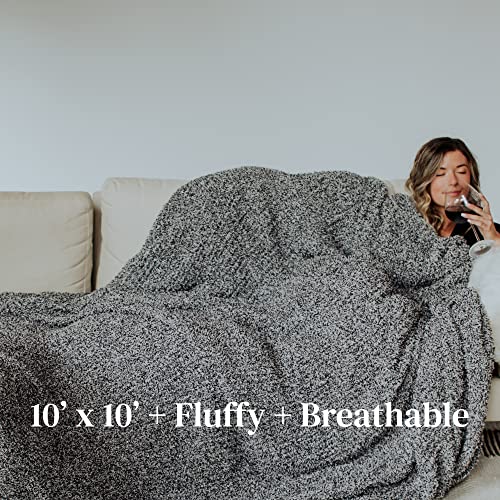 Big Blanket Co® Premier Plush™ Black Heather | Ultra-Plush Fluffy Blanket | 100 Square Feet | Breathable, Microfiber Blanket That Wraps You in Cloud-Like Comfort | Blankets That Redefine King-Size