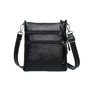crossbody bags for women travel essentials sling bag backpack wallet hiking soft leather crossbody shoulder bag (black)