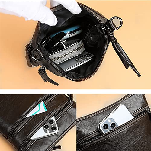 Crossbody Bags for Women Travel Essentials Sling Bag Backpack Wallet Hiking Soft Leather Crossbody Shoulder Bag (Black)