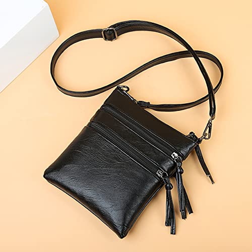 Crossbody Bags for Women Travel Essentials Sling Bag Backpack Wallet Hiking Soft Leather Crossbody Shoulder Bag (Black)