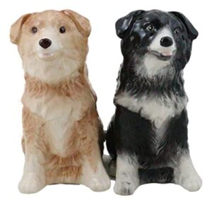 set of 1 brown and black border collie dogs salt and pepper shaker