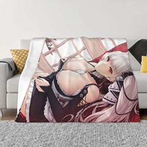 azur lane throw blanket anime pattern super soft premium silky flannel lightweight warm blankets for couch sofa bed camping 80″x60″