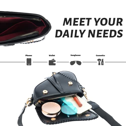 Ynport Saddle Bags Purse for Women Trendy Leather Shoulder Bag Knit Underarm Crossbody Bag Vintage Satchel Handbags