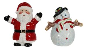 set of 1 santa claus and mr snowman salt and pepper shakers