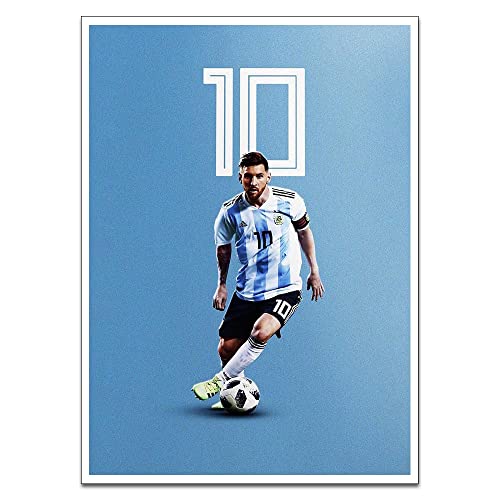 Yasswete Soccer Superstar Lionel Messi Poster for Room Motivational Football Star Canvas Wall Art Sports Themed Wall Decor for Boys Bedroom Livingroom Fans Gift 16x24 Inch Unframed