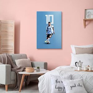 Yasswete Soccer Superstar Lionel Messi Poster for Room Motivational Football Star Canvas Wall Art Sports Themed Wall Decor for Boys Bedroom Livingroom Fans Gift 16x24 Inch Unframed