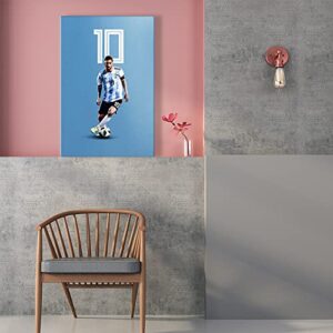 Yasswete Soccer Superstar Lionel Messi Poster for Room Motivational Football Star Canvas Wall Art Sports Themed Wall Decor for Boys Bedroom Livingroom Fans Gift 16x24 Inch Unframed