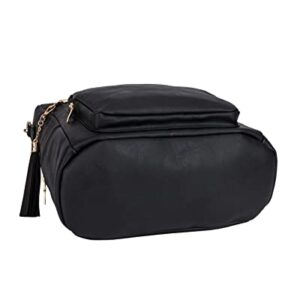Women’s Fashion Backpack Purse With Faux Leather Purse Multipurpose Design Travel Handbag Shoulder Bag With Tassel Décor (Black)