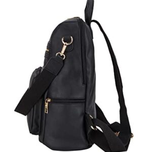 Women’s Fashion Backpack Purse With Faux Leather Purse Multipurpose Design Travel Handbag Shoulder Bag With Tassel Décor (Black)