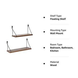 Shelves for Wall Storage, Wall Mounted Shelf for Bedroom Living Room Bathroom Kitchen, Brown (Set of 2)