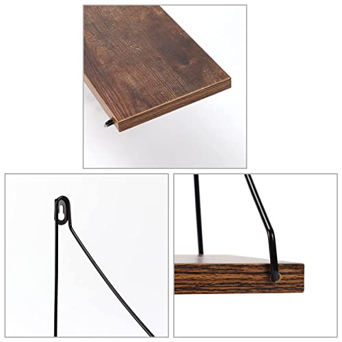 Shelves for Wall Storage, Wall Mounted Shelf for Bedroom Living Room Bathroom Kitchen, Brown (Set of 2)