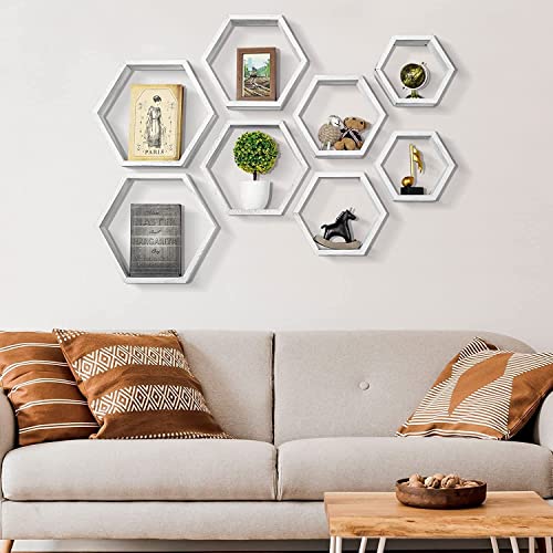 Overstock Wall Mounted Hexagon Floating Shelves Black - 8 PCS