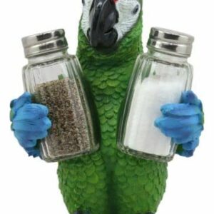 Set Of 1 Tropical Military Macaw Parrot Salt Pepper Shakers