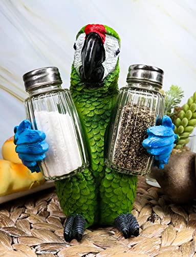 Set Of 1 Tropical Military Macaw Parrot Salt Pepper Shakers