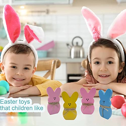 LEIYUDAZI 3pcs Easter Wooden Sign Easter Bunny Table with Ropes Easter Decorations Spring Decorations for Home Spring Decorations for Parties Restaurants Office Home Farmhouse Gifts（Pink Blue Yellow）