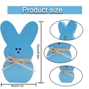 LEIYUDAZI 3pcs Easter Wooden Sign Easter Bunny Table with Ropes Easter Decorations Spring Decorations for Home Spring Decorations for Parties Restaurants Office Home Farmhouse Gifts（Pink Blue Yellow）