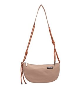 women lightweight canvas shoulder bag, adjustable rope strap hobo crossbody handbag casual tote shopping travel bag (pink)