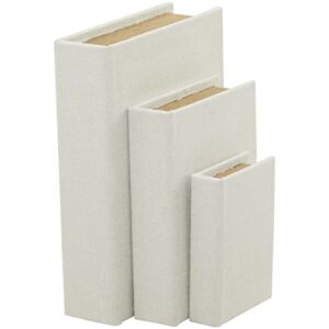deco 79 modern linen rectangle box, set of 3 12″, 9″, 6″h, white