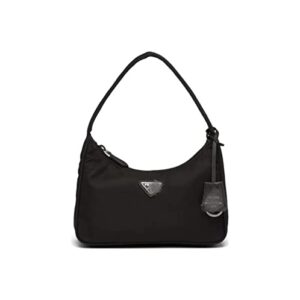prad nylon handbag classic silver buckle triangle label black one shoulder underarm mini tote gift for women