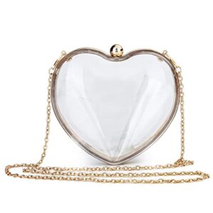 rejolly clear acrylic clutch evening purse heart shaped bags for women transparent novelty small mini handbag crossbody bag