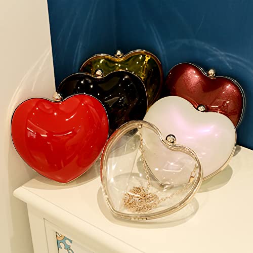 Rejolly Clear Acrylic Clutch Evening Purse Heart Shaped Bags for Women Transparent Novelty Small Mini Handbag Crossbody Bag