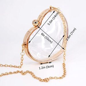 Rejolly Clear Acrylic Clutch Evening Purse Heart Shaped Bags for Women Transparent Novelty Small Mini Handbag Crossbody Bag