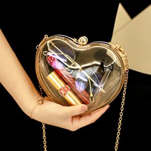 Rejolly Clear Acrylic Clutch Evening Purse Heart Shaped Bags for Women Transparent Novelty Small Mini Handbag Crossbody Bag