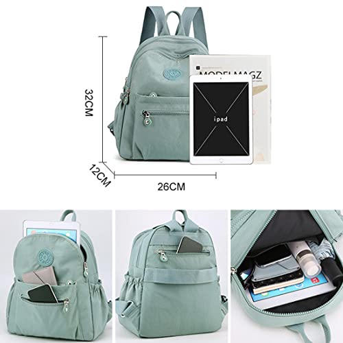 Asimtry Mini Backpack Purse for Women, Lightweight Nylon Girls Small Backpacks School Bookbag Casual Tiny Backpack Travel Daypack Women's Clutch Handbag, Gifts for Her - Green