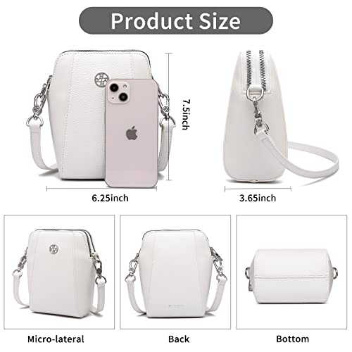 HOZYU Small crossbody wallet Phone bag and Purses for women crossbody bag (White)