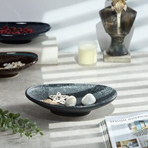 VOMANA Oval Ceramic Decorative Bowl, Key Dish for Entryway Table, Small Home Decor Accent, Ring Holder Jewelry Tray, Trinket Tray for Office Home Decor Gift (10'' Snowflake Gray without Glaze Layer)