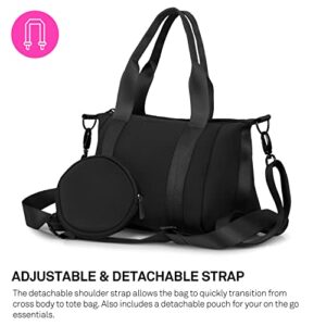 MYTAGALONGS Nano Crossbody Tote Bag For Women - Includes a Detachable Shoulder Strap & a Zippered Pouch l Perfect Nano Tote Bag for Everyday Hustle l Made of Premium Neoprene - Everleigh Onyx