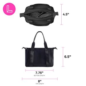 MYTAGALONGS Nano Crossbody Tote Bag For Women - Includes a Detachable Shoulder Strap & a Zippered Pouch l Perfect Nano Tote Bag for Everyday Hustle l Made of Premium Neoprene - Everleigh Onyx