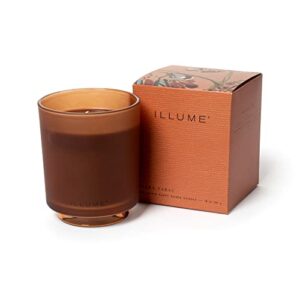 illume beautifully done essentials terra tabac boxed glass scented soy candle, 3″ l x 3″ w x 1″ h