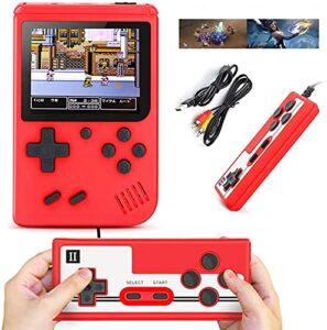 handheld game console, retro portable video game console for children with 400 classical fc games 3.0-inch screen 1020mah rechargeable battery support for tv connection easter day gifts (red)