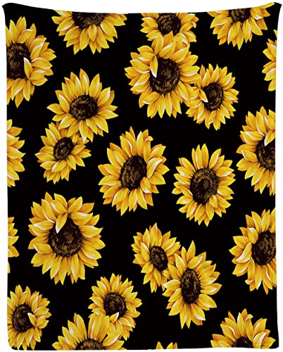 MAZU Sunflowers Gifts Blanket, HD-Printing Sunflowers Pattern Throw Soft Warm Lightweight Blanket for Father Mom Husband Wife Christmas Valentines Thanksgiving Day Gifts, Home Living Room, 40"x50"