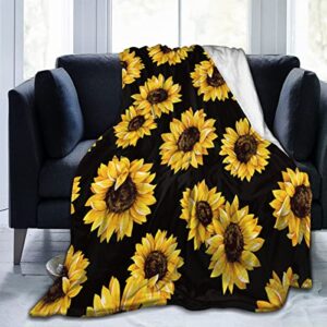 MAZU Sunflowers Gifts Blanket, HD-Printing Sunflowers Pattern Throw Soft Warm Lightweight Blanket for Father Mom Husband Wife Christmas Valentines Thanksgiving Day Gifts, Home Living Room, 40"x50"