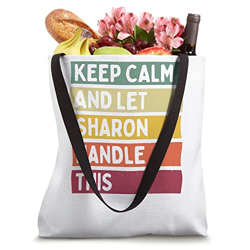 Keep Calm And Let Sharon Handle This Funny Quote Retro Tote Bag