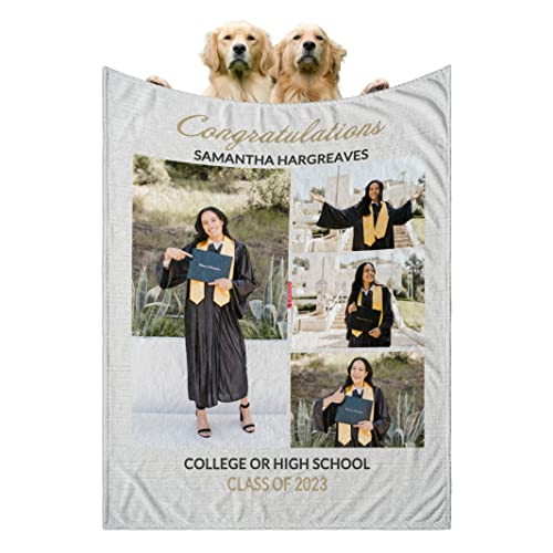 Customized Blanket Personalized Gifts for Men Soft Throw Blanket Custom Blankets with Photos Blankets & Throws for Graduation Birthday Family Pets Halloween Christmas for Sofa Bedroom Picnic Mat