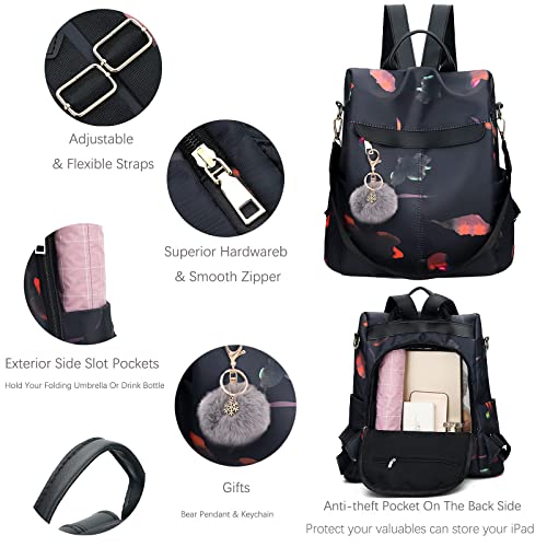 COFIHOME Backpack Purse for Women Waterproof Rucksack Anti-theft Handbag Travel Bag (Black Color)