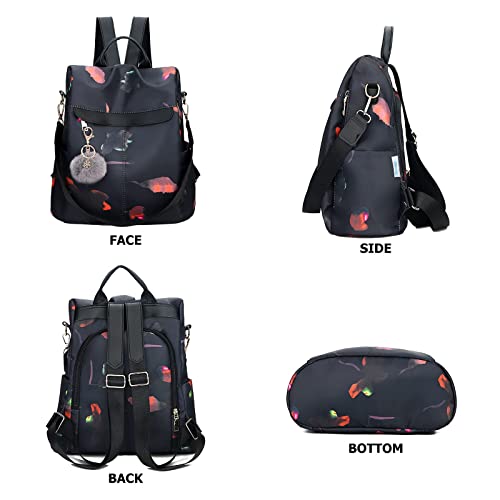 COFIHOME Backpack Purse for Women Waterproof Rucksack Anti-theft Handbag Travel Bag (Black Color)