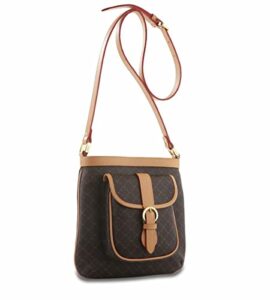 rioni st-20230 signature brown canvas leather daily tourist handbag crossbody