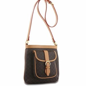 Rioni St-20230 Signature Brown Canvas Leather DAILY TOURIST Handbag Crossbody