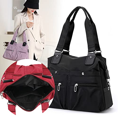 QINMAO 2023 Large Capacity Waterproof Multi Pocket Nylon Shoulder Bag,Women Tote Bags,Crossbody Handbag with Pockets (Khaki)