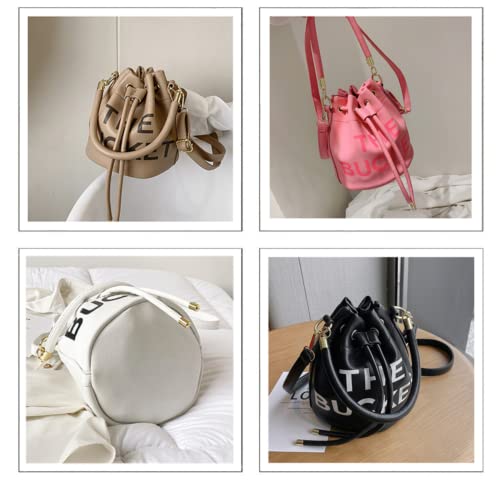 Bucket Bag For Women Leather Bucket Bag Purses, Crossbody Bags Drawstring Handbags Tote Hobo Bag Black