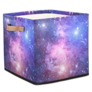 cube storage bins 13 inch fabric storage basket galaxy star square storage bins collapsible nursery storage bin organizer basket universe storage box for shelves, closet