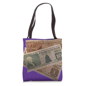 funny food stamps good food balling gangster 80s 90s style tote bag