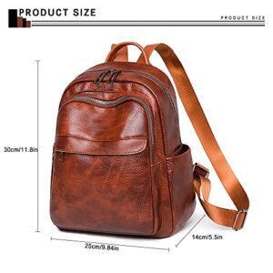 Chihutown Leather Backpack Purse, Large Capacity Casual Fashion Daypack for Women, Large Travel Bag (brown)